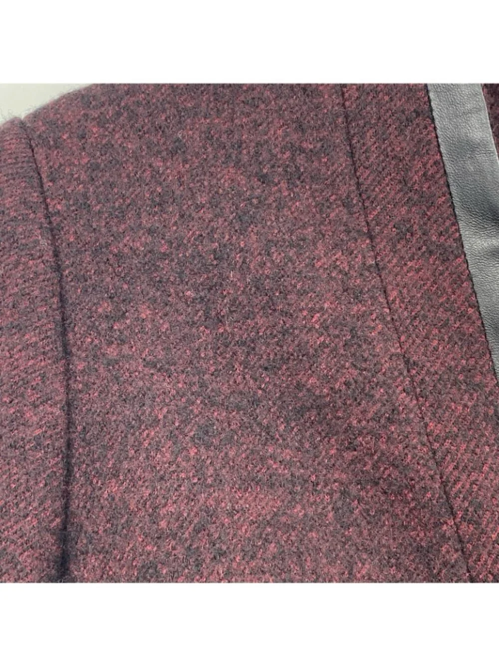Maje Size 38 Medium Burgundy Wool Blazer W/ Leather Trim Jacket Fitted